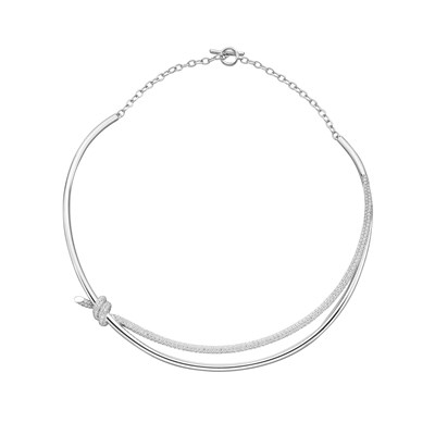 Lot 137 - Tiffany & Co., an 18ct white gold diamond Knot Double Row necklace