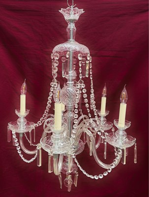 Lot 513 - A Czechoslovakian five-branch glass chandelier,...