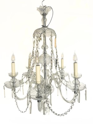 Lot 686 - A Czechoslovakian five-branch glass chandelier,...