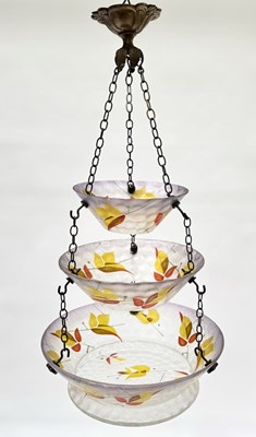 Lot 511 - An English three-tiered ceiling pendant light,...