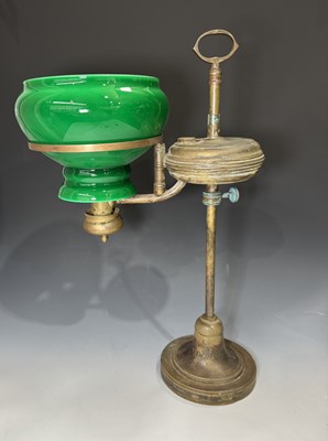 Lot 602 - A 19th century brass student lamp, the oil...