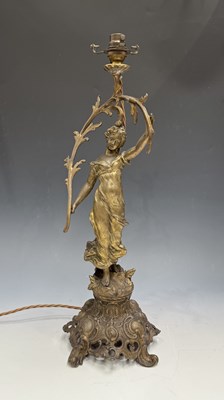Lot 516 - A French spelter figural table lamp, early...
