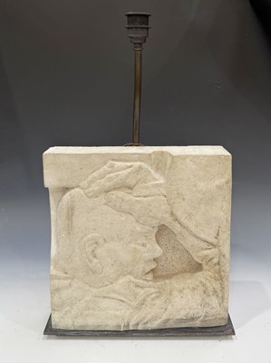 Lot 529 - A relief moulded composite table lamp, late...