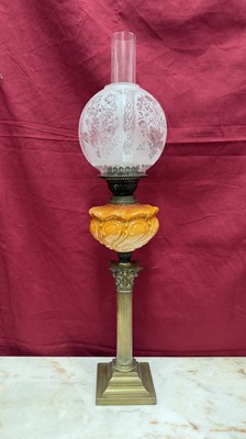 Lot 521 - A late Victorian oil lamp, circa 1890, the...