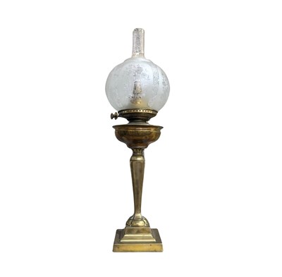 Lot 536 - R. Ditmar, a brass oil lamp, converted as a...