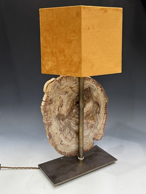 Lot 624 - A modern Petrified wood table lamp, the slice...