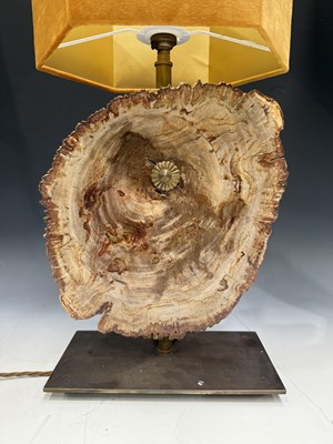 Lot 624 - A modern Petrified wood table lamp, the slice...