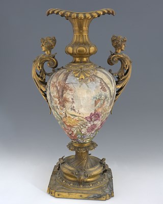 Lot 476 - A large Royal Bonn vase, gilt mounted, twin...
