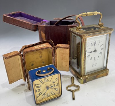 Lot 248 - A 19th-century brass carriage timepiece, with...
