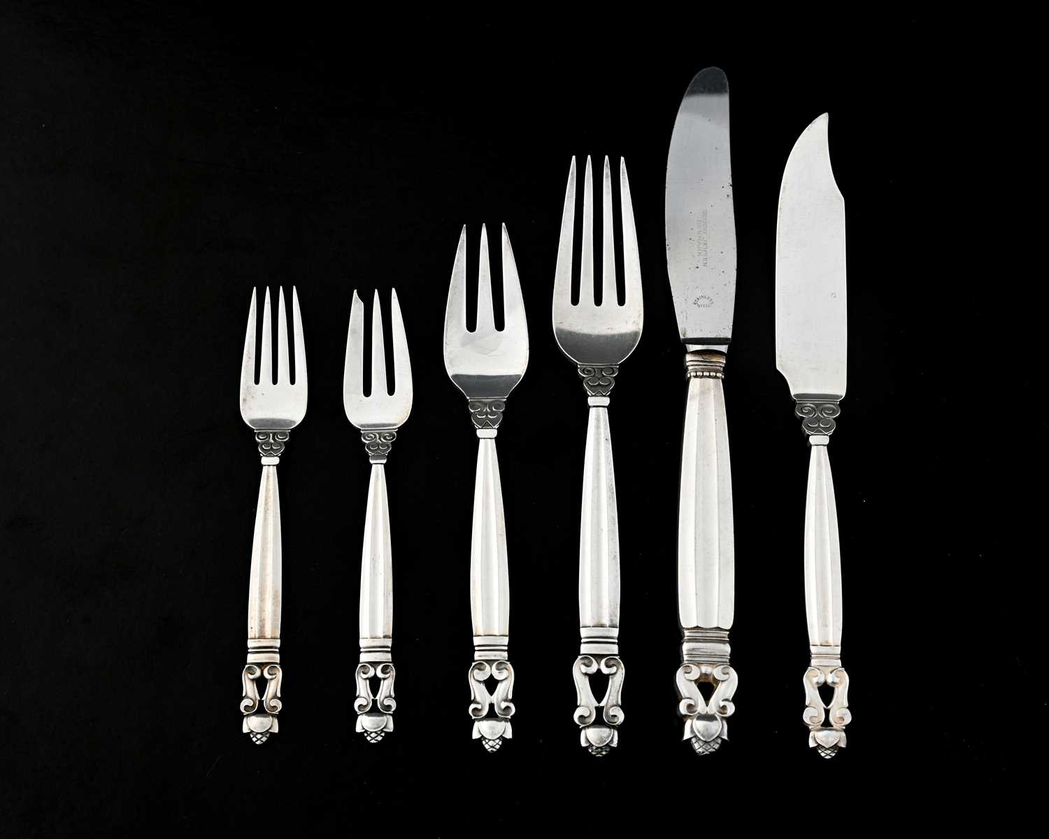 Lot 106 - Johan Rohde for Georg Jensen, a suite of Acorn...