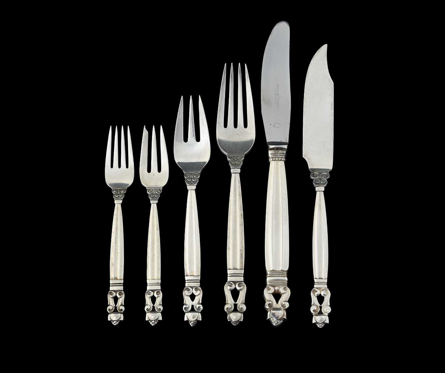 Lot 108 - Johan Rohde for Georg Jensen, a suite of Acorn...