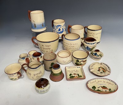 Lot 96 - A collection of hand painted Devon motto ware,...