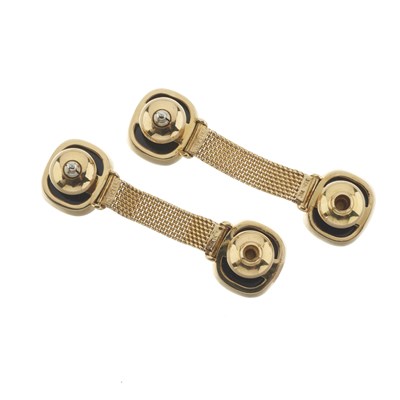 Lot 74 - Emil Meister, Zurich, a pair of 18ct gold onyx Around the Cuff cufflinks