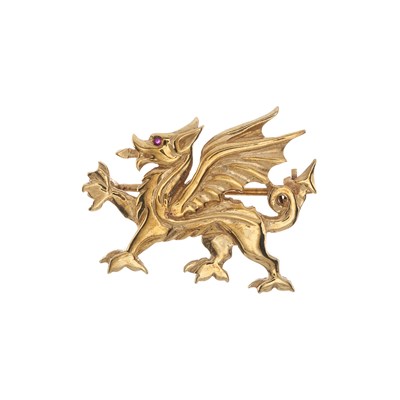 Lot 46 - A 9ct gold Welsh dragon brooch