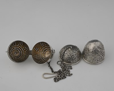 Lot 147 - A late Victorian silver tea infuser, of ovoid...
