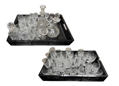 Lot 53 - Two trays of glass, to include cut and moulded,...