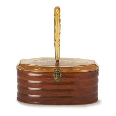 Lot 349 - A 1950s vintage Amber Lucite box bag.