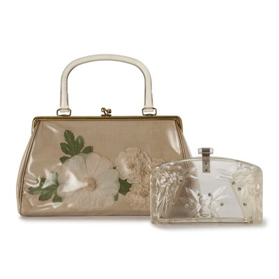 Lot 350 - A 1950s vintage JR handbag and Lucite box clutch.
