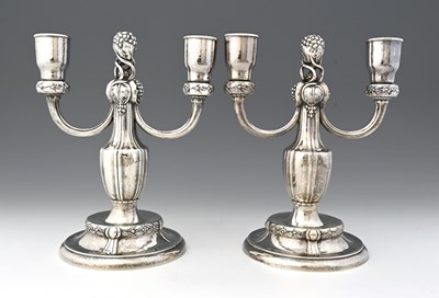 Lot 136 - Georg Jensen, a pair of Danish silver...