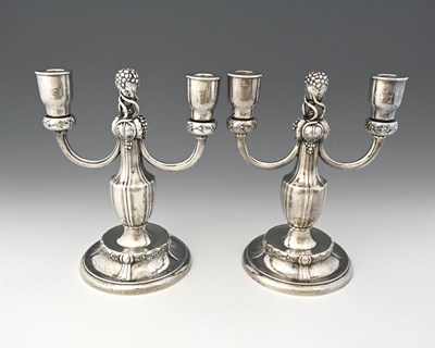 Lot 136 - Georg Jensen, a pair of Danish silver...