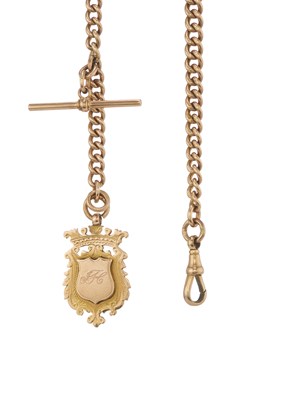 Lot 29 - An Edwardian 9ct gold Albert chain and fob