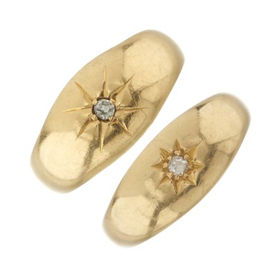 Lot 23 - Two early 20th century 18ct gold diamond accent band rings