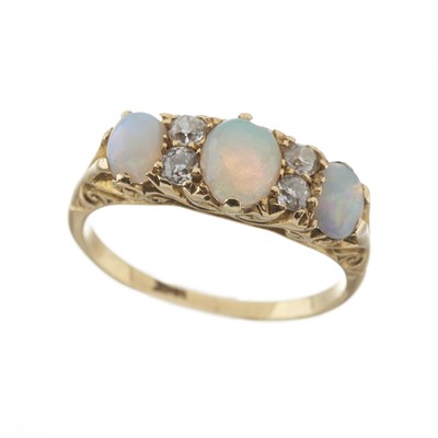 Lot 4 - A late Victorian 18ct gold opal and diamond dress ring