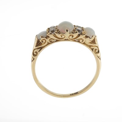 Lot 4 - A late Victorian 18ct gold opal and diamond dress ring
