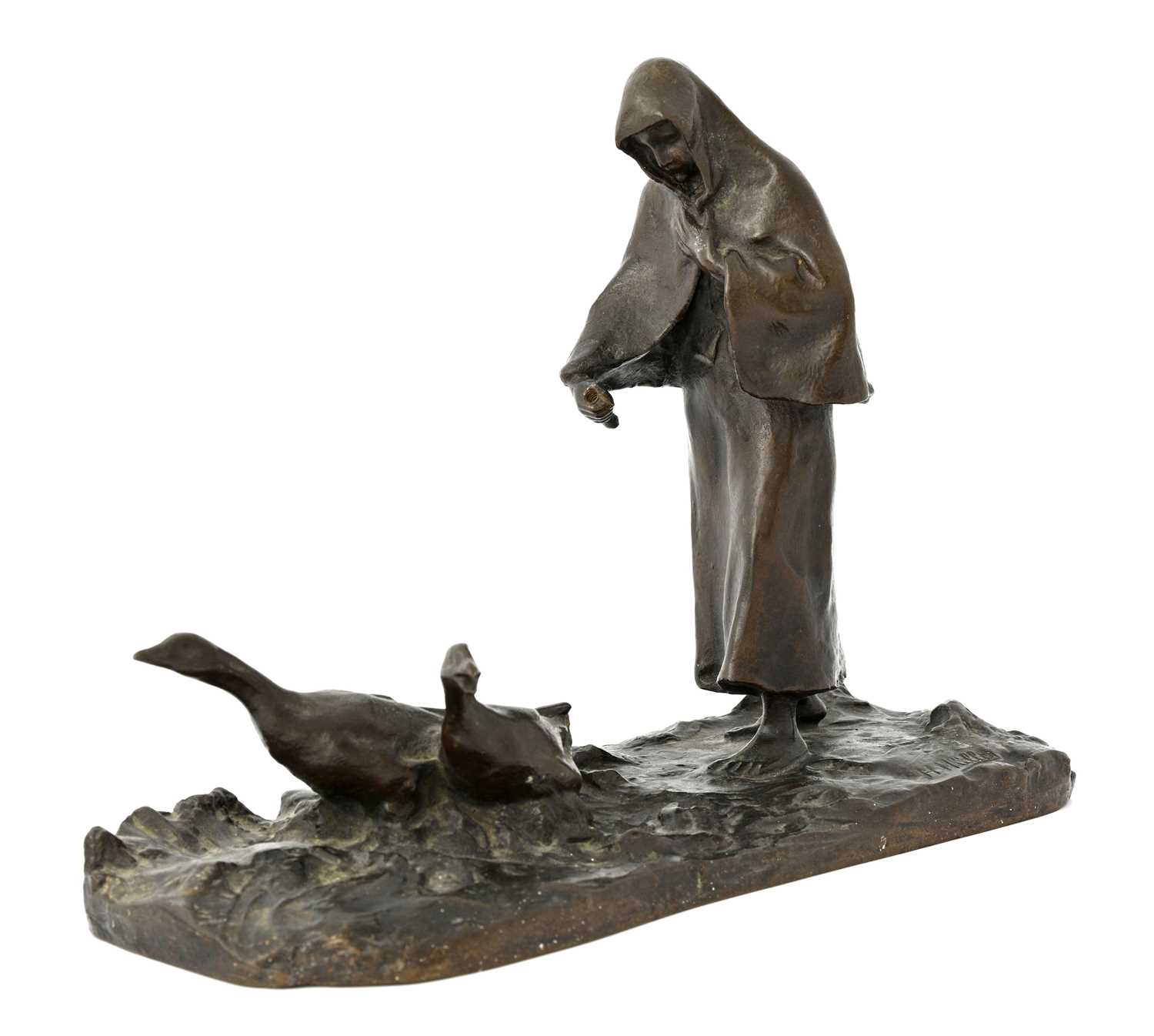 Lot 222 - Hans Muller, a bronze figure group of a...