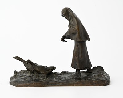 Lot 222 - Hans Muller, a bronze figure group of a...