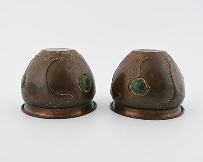 Lot 177 - A pair of Arts and Crafts copper and Ruskin...