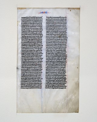 Lot 201 - A fragment or page from a medieval manuscript,...
