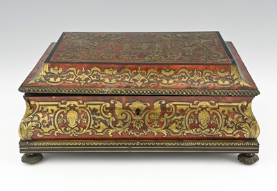 Lot 234 - A 19th century Boulle work cigar box, bombe...