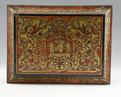 Lot 234 - A 19th century Boulle work cigar box, bombe...