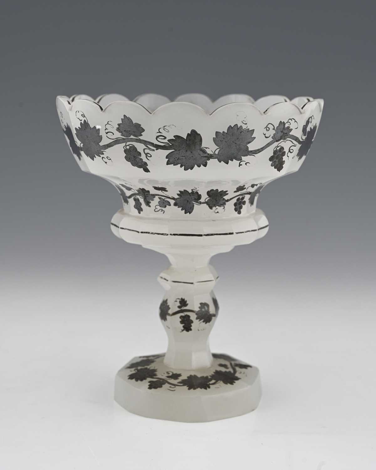 Lot 490 - A Bohemian Barfatan opaline glass pedestal...