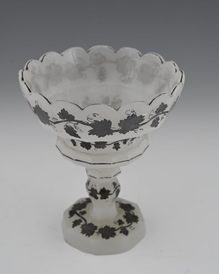 Lot 490 - A Bohemian Barfatan opaline glass pedestal...