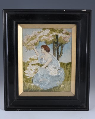 Lot 170 - An Arts & Crafts crewel work panel, circa 1905,...