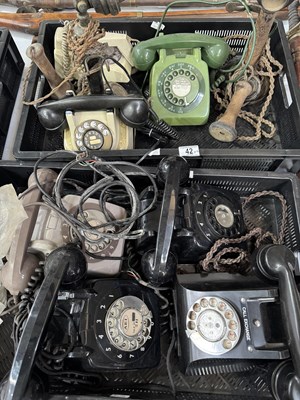 Lot 42 - A collection of vintage telephones, (2 trays)