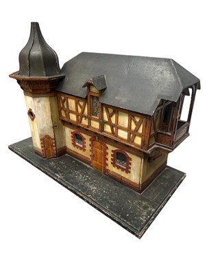 Lot 510 - A Germanic half-timbered dolls house, opening...