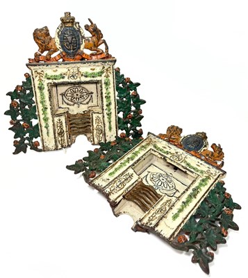 Lot 203 - Pair of Victorian cast iron miniature fire...