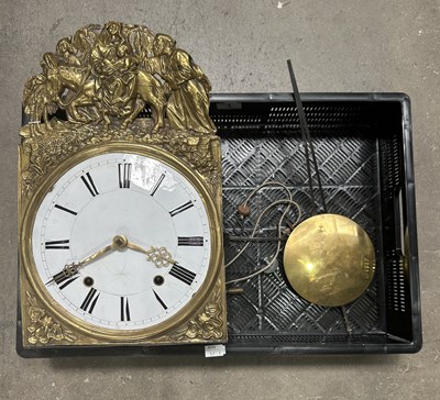 Lot 1 - An enamel-faced long case clock movement,...
