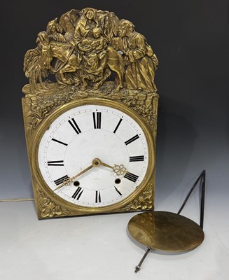 Lot 26 - An enamel-faced long case clock movement,...
