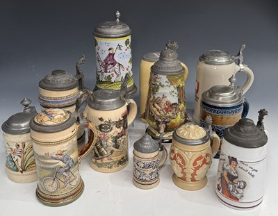 Lot 93 - A collection of German beer steins, 19th...