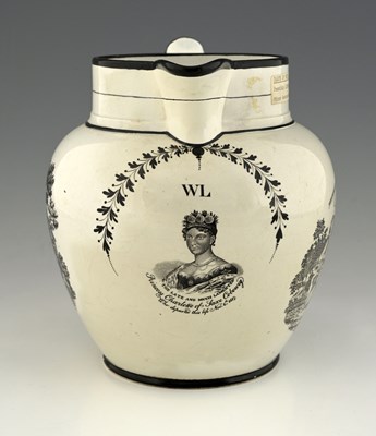Lot 615 - A large commemorative pearlware jug, possibly...