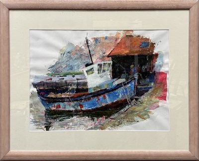 Lot 318 - Susan Sands (British, 20th Century), Boat in...