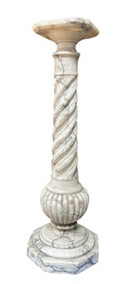Lot 602 - White veined marble or alabaster column stand,...