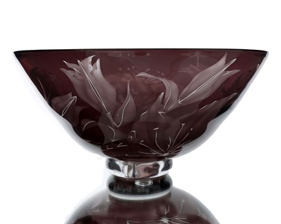 Lot 463 - Julia Linstead, a studio glass bowl, footed...
