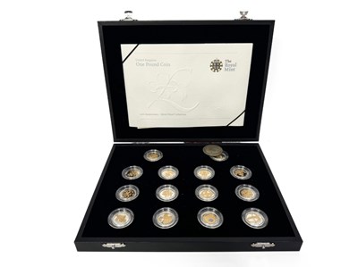 Lot 476 - Fourteen silver proof One Pound Coin set, in...