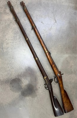 Lot 75 - Two percussion muzzle-loading rifles, early to...