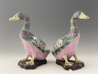Lot 355 - A pair of Chinese enamelled porcelain figures...